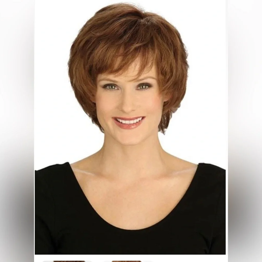 NWT-Louis Ferre Original Debbon Auburn Layered Quality Pixie Synthetic Hair Wig